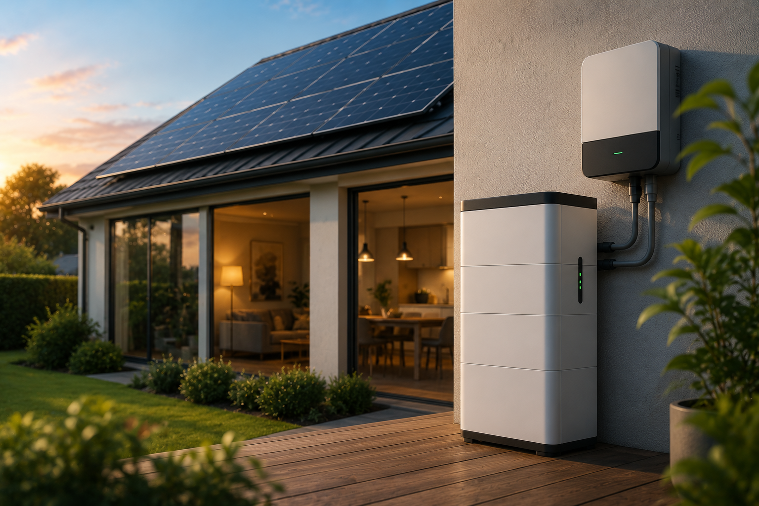 Solar battery attached to a house