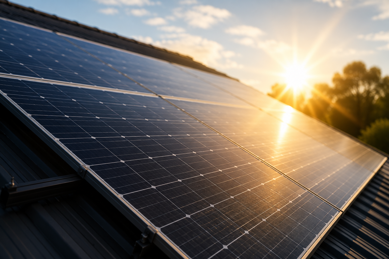 solar panels facing the sun