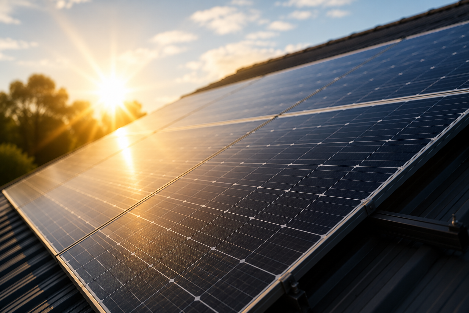 solar panels facing the sun