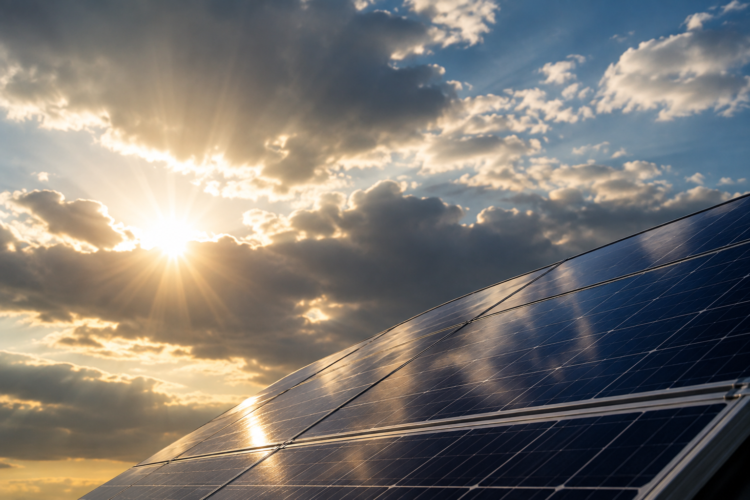 Solar panels on cloudy days